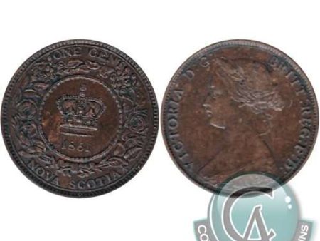 1861 Small Bud Nova Scotia 1-cent Almost Uncirculated (AU-50) $ Hot on Sale