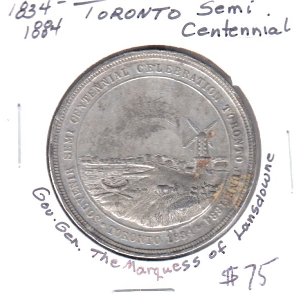 1834-1884 Toronto Semi-Centennial Celebration Governor General Souvenir Medallion Online now