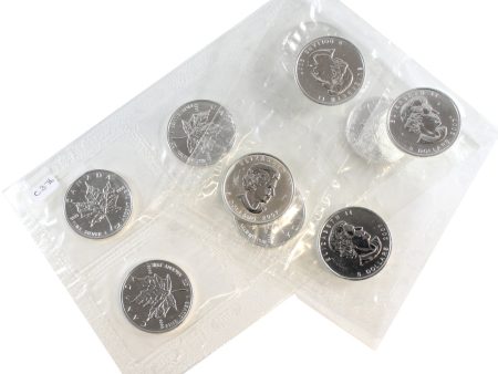 Sealed Strip of 2007 Canada $5 1oz. Silver Maple Leafs (Lightly Toned). 10pcs For Discount