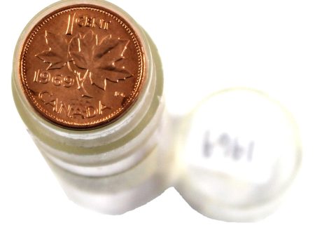 1969 Canada 1-cent Roll of 50Pcs, Coins in Mint State Condition (Some toned) Online now