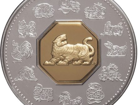 RDC 1998 Canada $15 Year of the Tiger Sterling & Gold Plated Cameo (Impaired) on Sale