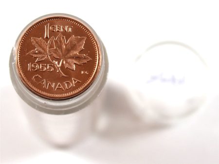 1955 Canada 1-Cent Roll of 50Pcs, Mint State (Some Toned) - Very Scarce! For Discount