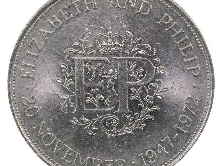 Great Britain 1972 Crown: Elizabeth and Philip Silver Wedding Ann. (Average Condition) For Discount