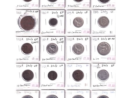 Lot of 20x Italy 1861-1966 Coins, F-VF (F-15) to UNC (MS-60), 20Pcs (Some Impaired) Fashion