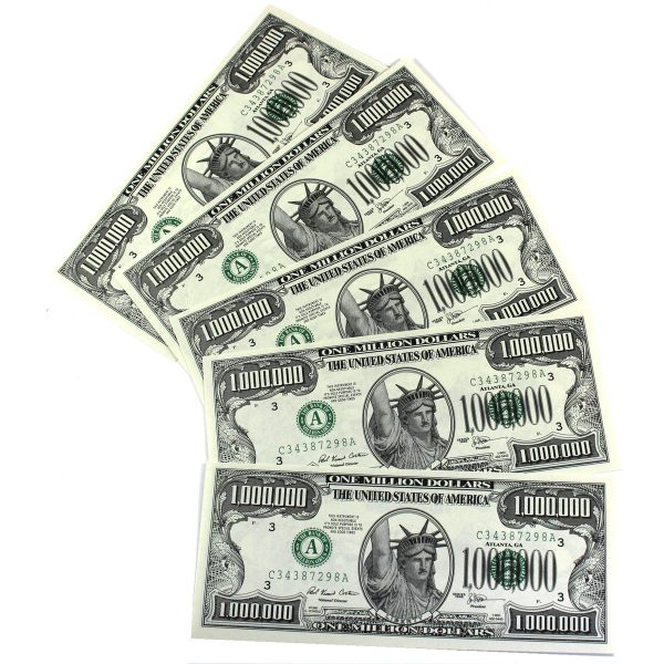 Lot of 5x USA One Million Dollar ($1 Million) Novelty Notes, 5Pcs Online Hot Sale