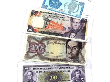 Lot of 4x Venezuela 1977-1989 2, 10, 50 & 100 Bolivares Notes, VF (holes) or UNC, 4Pcs Online Hot Sale