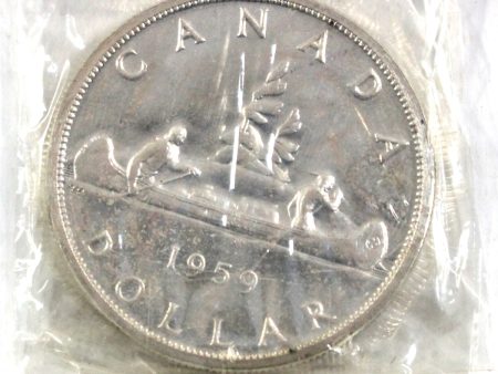 1959 Canada Proof-like Silver Dollar in Original Mint Cellophane (lightly toned) Hot on Sale