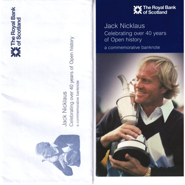 Scotland Note, 2005 Jack Nicklaus Commemorative 5 Pounds in Folder & Envelope Cheap