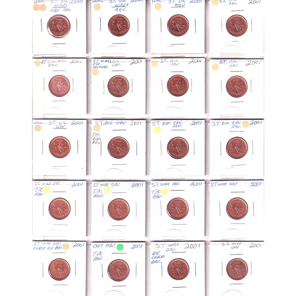 Lot of 60x 1998, 2001 & 2007 Canada 1-cents w  Minting Errors, 60Pcs (Most Duplicates) Sale