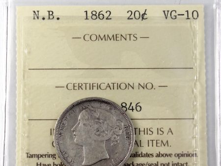 1862 New Brunswick 20-cents ICCS Certified VG-10 Cheap