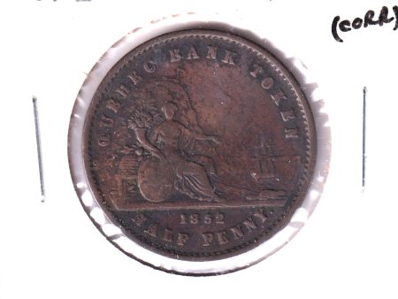 PC-3 1852 Province of Canada Quebec Bank Half Penny Token Very Fine (VF-20) Impaired Hot on Sale