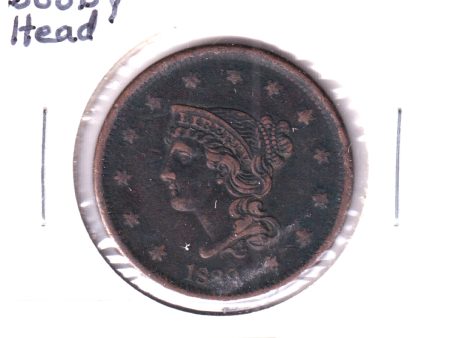 1839 Booby Head USA 1-cent F-VF (F-15) Supply