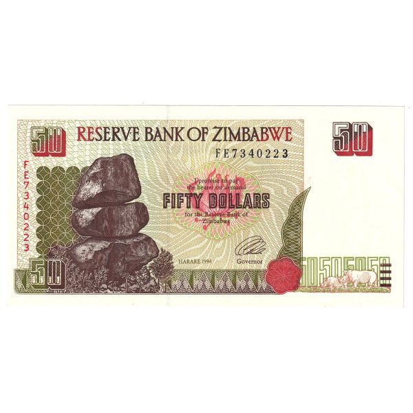 Zimbabwe Note, Pick #8a 1994 50 Dollars, Uncirculated For Cheap