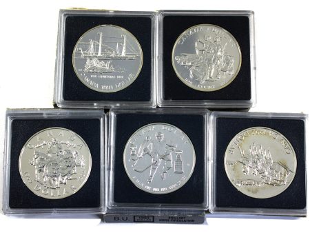 Lot of 5x 1990-1994 Canada BU Silver Dollars, 5Pcs (Lightly toned) For Cheap