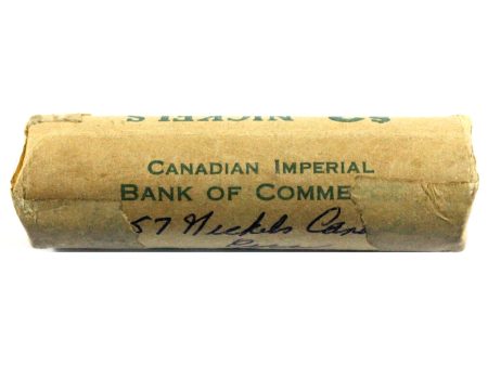 1957 Canada Elizabeth II 5-Cents Roll of 40Pcs, Circulated Condition Online now