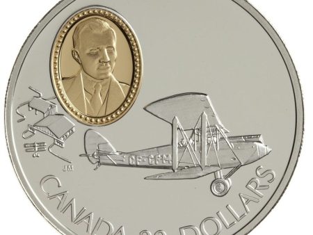 RDC 1992 Canada $20 Aviation - de Havilland Gipsy Moth Sterling Silver (Impaired) For Sale