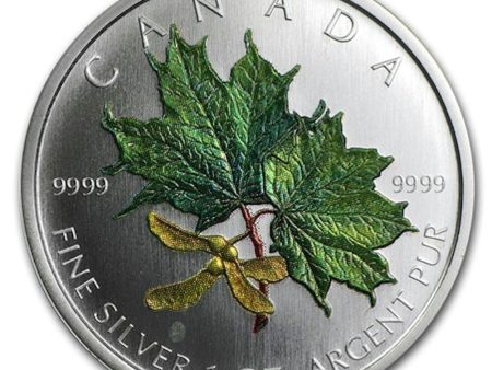 RDC 2002 Canada $5 Green Coloured Silver Maple Leaf (No Tax) Impaired Cheap